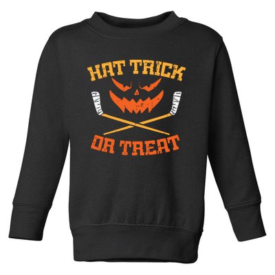 Hat Trick Or Treat Ice Hockey Halloween Boy Player Coach Toddler Sweatshirt