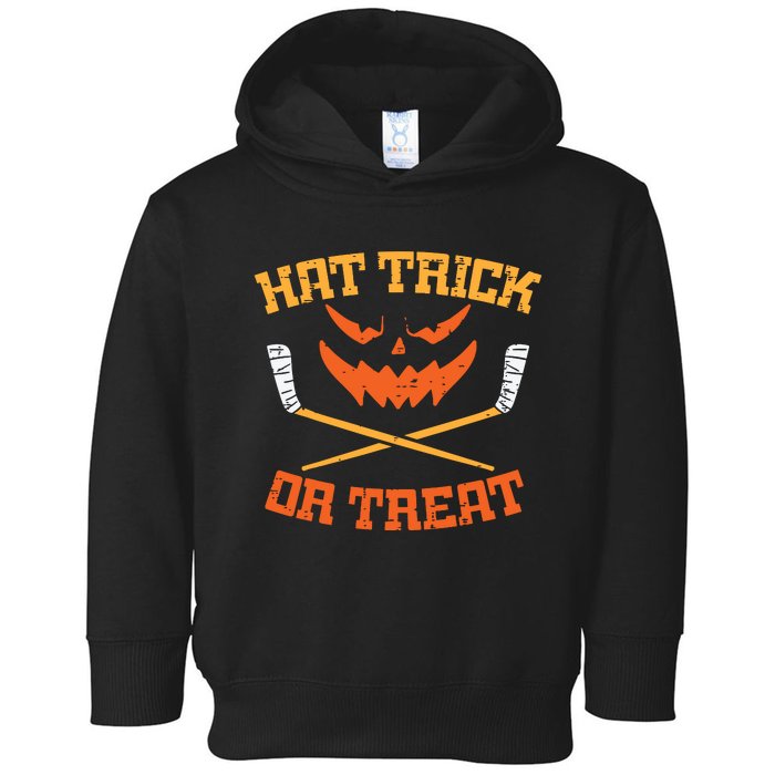 Hat Trick Or Treat Ice Hockey Halloween Boy Player Coach Toddler Hoodie