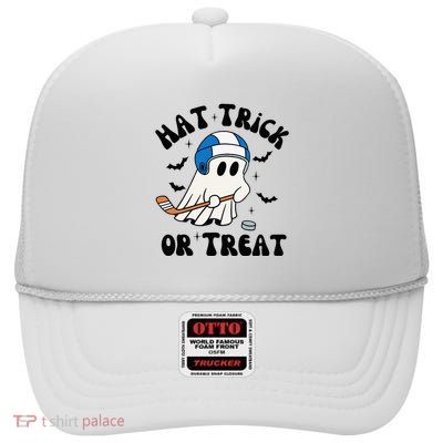 Hat Trick Or Treat Hilarious Hockey Halloween Family High Crown Mesh Back Trucker Hat