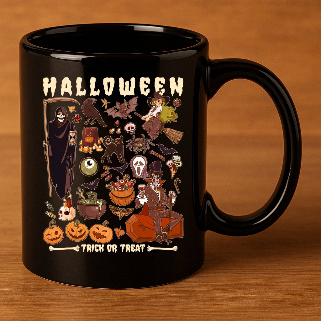 Halloween Trick Or Treat 11oz C Handle Ceramic Mug