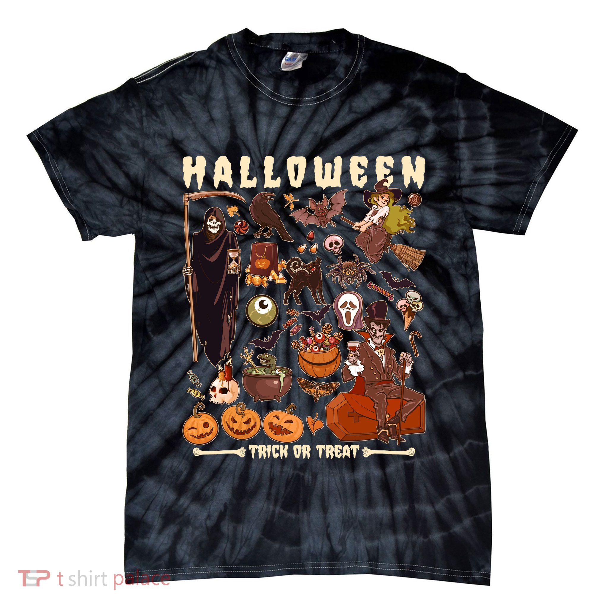 Halloween Trick Or Treat Tie-Dye T-Shirt