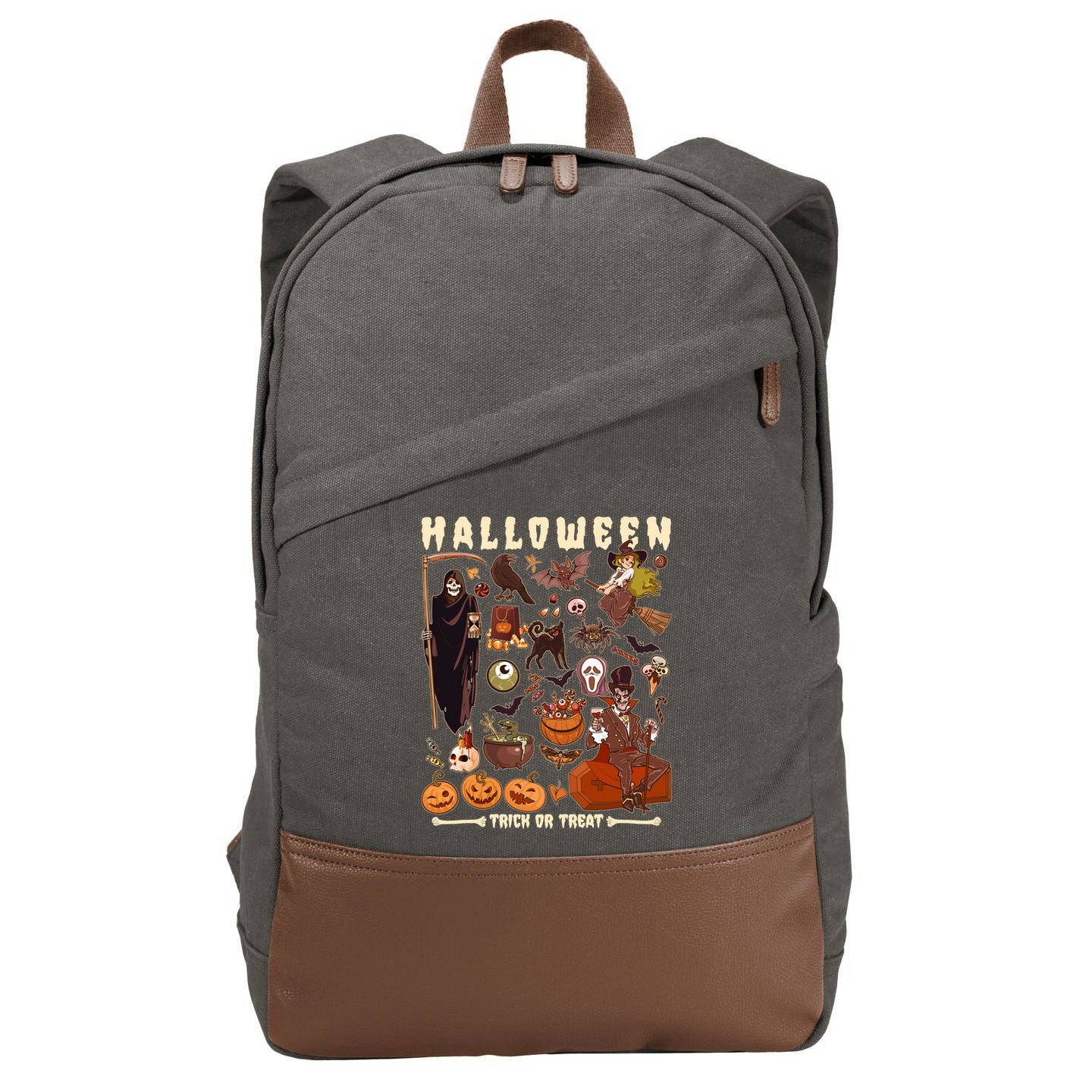 Halloween Trick Or Treat Cotton Canvas Backpack