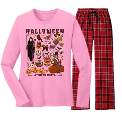 Halloween Trick Or Treat Women's Long Sleeve Flannel Pajama Set 