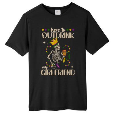 Here To Outdrink My Boyfriend Mardi Gras Party Tall Fusion ChromaSoft Performance T-Shirt