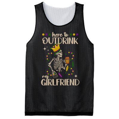 Here To Outdrink My Boyfriend Mardi Gras Party Mesh Reversible Basketball Jersey Tank