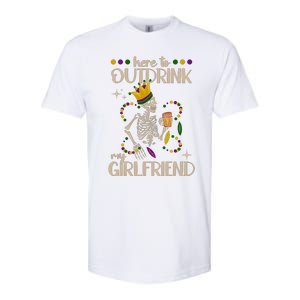 Here To Outdrink My Boyfriend Mardi Gras Party Softstyle® CVC T-Shirt