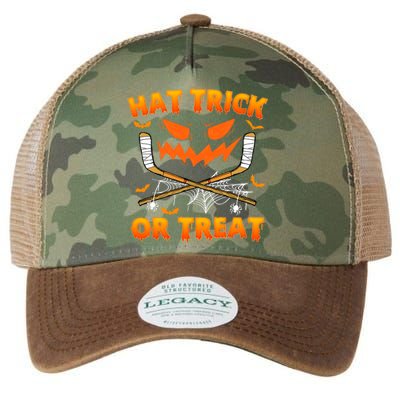 Hat Trick Or Treat Funny Ice Hockey Halloween Costume Player Legacy Tie Dye Trucker Hat