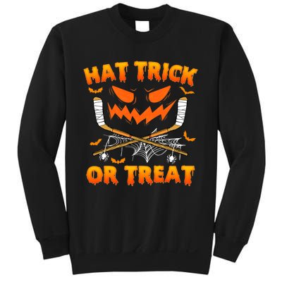 Hat Trick Or Treat Funny Ice Hockey Halloween Costume Player Sweatshirt