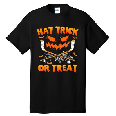 Hat Trick Or Treat Funny Ice Hockey Halloween Costume Player Tall T-Shirt