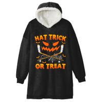 Hat Trick Or Treat Funny Ice Hockey Halloween Costume Player Hooded Wearable Blanket