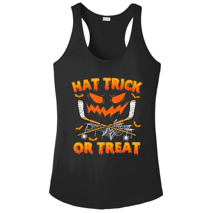 Hat Trick Or Treat Funny Ice Hockey Halloween Costume Player Ladies PosiCharge Competitor Racerback Tank