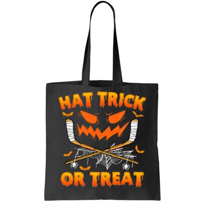 Hat Trick Or Treat Funny Ice Hockey Halloween Costume Player Tote Bag