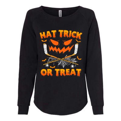 Hat Trick Or Treat Funny Ice Hockey Halloween Costume Player Womens California Wash Sweatshirt