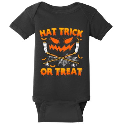 Hat Trick Or Treat Funny Ice Hockey Halloween Costume Player Baby Bodysuit