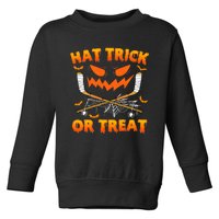 Hat Trick Or Treat Funny Ice Hockey Halloween Costume Player Toddler Sweatshirt