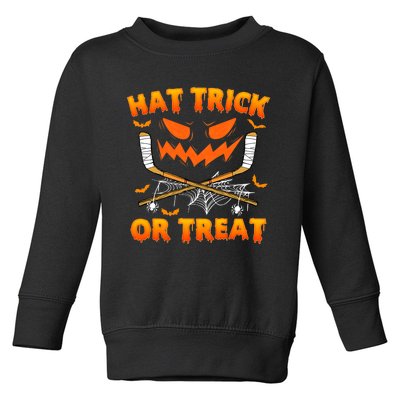 Hat Trick Or Treat Funny Ice Hockey Halloween Costume Player Toddler Sweatshirt