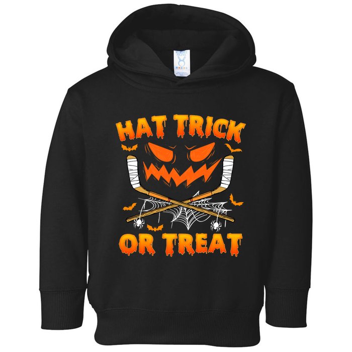 Hat Trick Or Treat Funny Ice Hockey Halloween Costume Player Toddler Hoodie