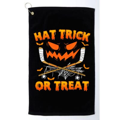 Hat Trick Or Treat Funny Ice Hockey Halloween Costume Player Platinum Collection Golf Towel