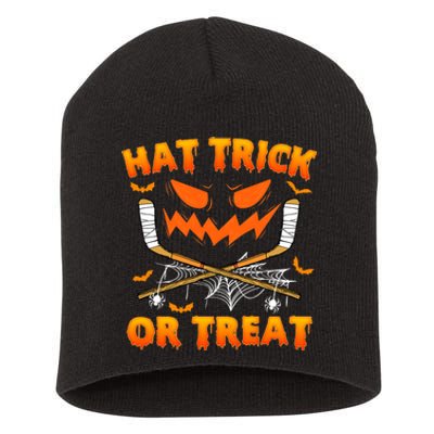 Hat Trick Or Treat Funny Ice Hockey Halloween Costume Player Short Acrylic Beanie