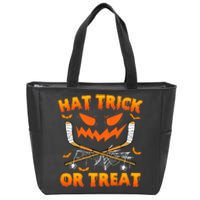 Hat Trick Or Treat Funny Ice Hockey Halloween Costume Player Zip Tote Bag