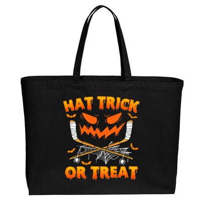 Hat Trick Or Treat Funny Ice Hockey Halloween Costume Player Cotton Canvas Jumbo Tote