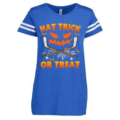 Hat Trick Or Treat Funny Ice Hockey Halloween Costume Player Enza Ladies Jersey Football T-Shirt