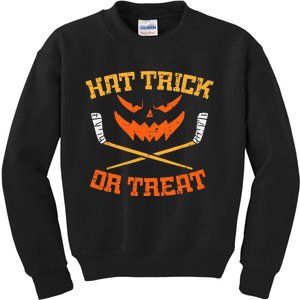 Hat Trick Or Treat Ice Hockey Halloween Boy Men Player Coach Kids Sweatshirt