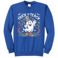 Halloween Trick Or Teach Groovy Retro Ghost Floral Teacher Gift Sweatshirt