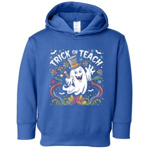 Halloween Trick Or Teach Groovy Retro Ghost Floral Teacher Gift Toddler Hoodie