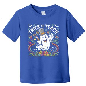 Halloween Trick Or Teach Groovy Retro Ghost Floral Teacher Gift Toddler T-Shirt