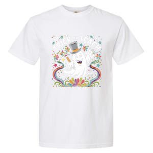 Halloween Trick Or Teach Groovy Retro Ghost Floral Teacher Gift Garment-Dyed Heavyweight T-Shirt