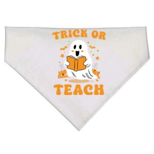 Halloween Trick Or Teach Groovy Teacher Ghost Reading Book Gift USA-Made Doggie Bandana