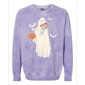 Halloween Trick Or Treat Scary Ghost Spooky Season Retro Gift Colorblast Crewneck Sweatshirt