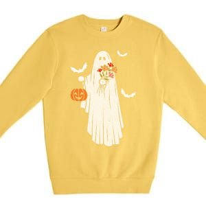 Halloween Trick Or Treat Scary Ghost Spooky Season Retro Gift Premium Crewneck Sweatshirt