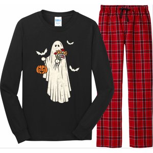 Halloween Trick Or Treat Scary Ghost Spooky Season Retro Gift Long Sleeve Pajama Set