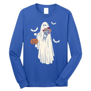 Halloween Trick Or Treat Scary Ghost Spooky Season Retro Gift Long Sleeve Shirt