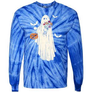 Halloween Trick Or Treat Scary Ghost Spooky Season Retro Gift Tie-Dye Long Sleeve Shirt