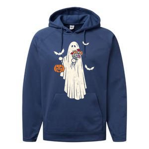 Halloween Trick Or Treat Scary Ghost Spooky Season Retro Gift Performance Fleece Hoodie