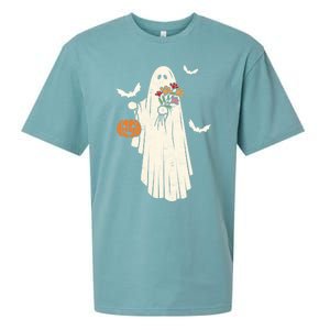 Halloween Trick Or Treat Scary Ghost Spooky Season Retro Gift Sueded Cloud Jersey T-Shirt