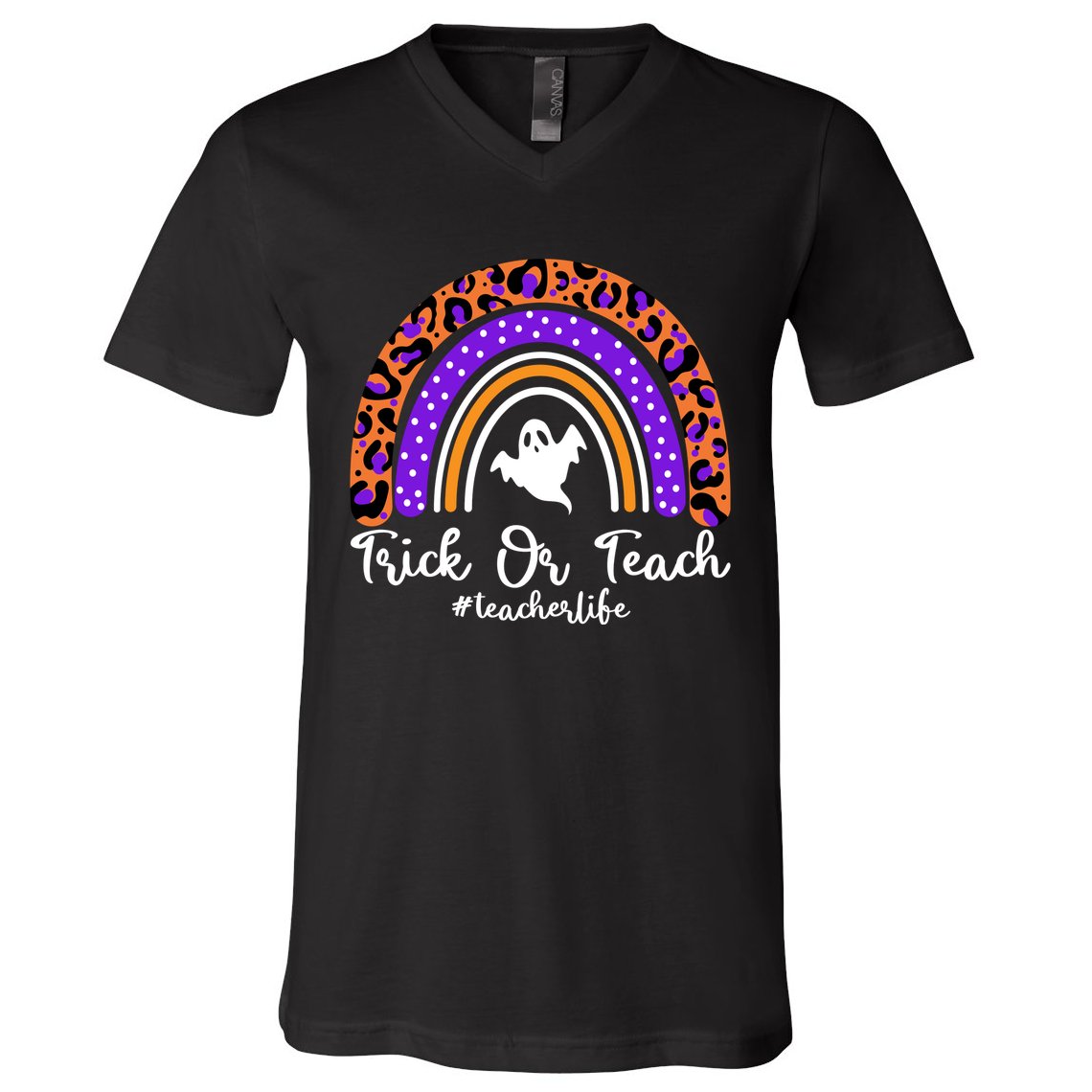 Halloween Trick Or Teach #Teacher Life V-Neck T-Shirt