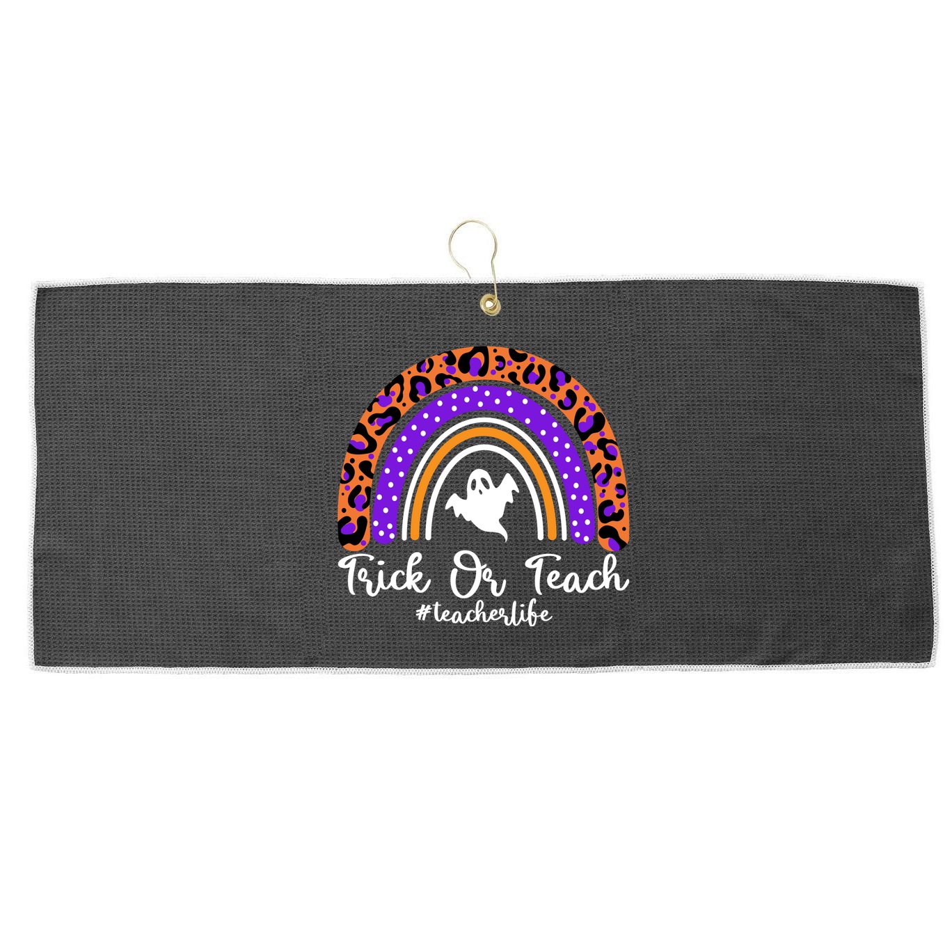 Halloween Trick Or Teach #Teacher Life Large Microfiber Waffle Golf Towel