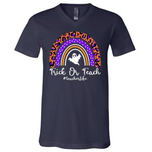 Halloween Trick Or Teach #Teacher Life V-Neck T-Shirt