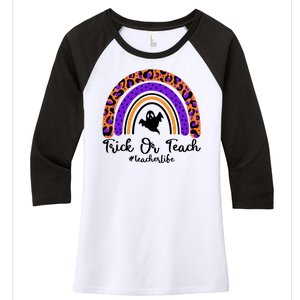 Halloween Trick Or Teach #Teacher Life Women's Tri-Blend 3/4-Sleeve Raglan Shirt