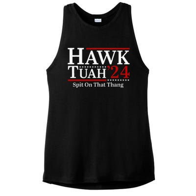 Hawk Tuahspit On That Thang 2024 Funny Viral Meme Ladies PosiCharge Tri-Blend Wicking Tank