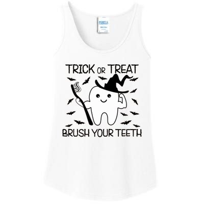 Halloween Trick Or Treat Brush Your Teeth Spooky Dentist Gift Ladies Essential Tank