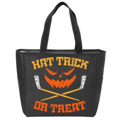 Hat Trick Or Treat Ice Hockey Halloween Zip Tote Bag