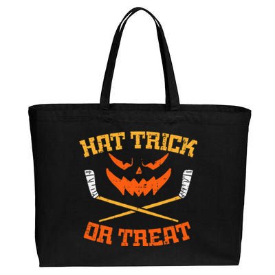 Hat Trick Or Treat Ice Hockey Halloween Cotton Canvas Jumbo Tote