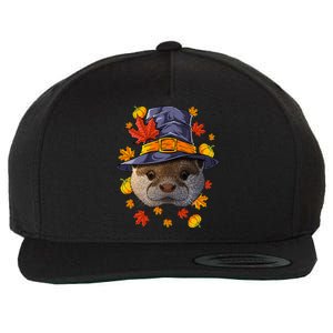 Happy Thanksgiving Otter Turkey Pilgrim Hat Funny Holiday Wool Snapback Cap