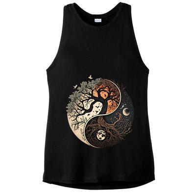 Harmonious Tree Of Life Yin Yang Ladies PosiCharge Tri-Blend Wicking Tank