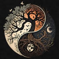 Harmonious Tree Of Life Yin Yang Ladies PosiCharge Tri-Blend Wicking Tank